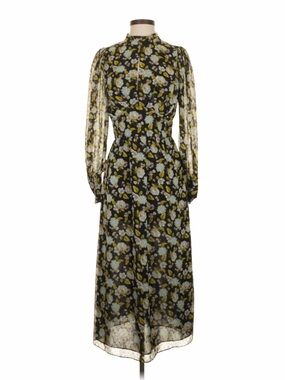 Zara Black Midi Dress with Yellow & White Floral Print